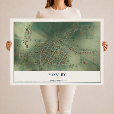 Map of Morley, Missouri, 24 x 36 inch unframed archival matte print