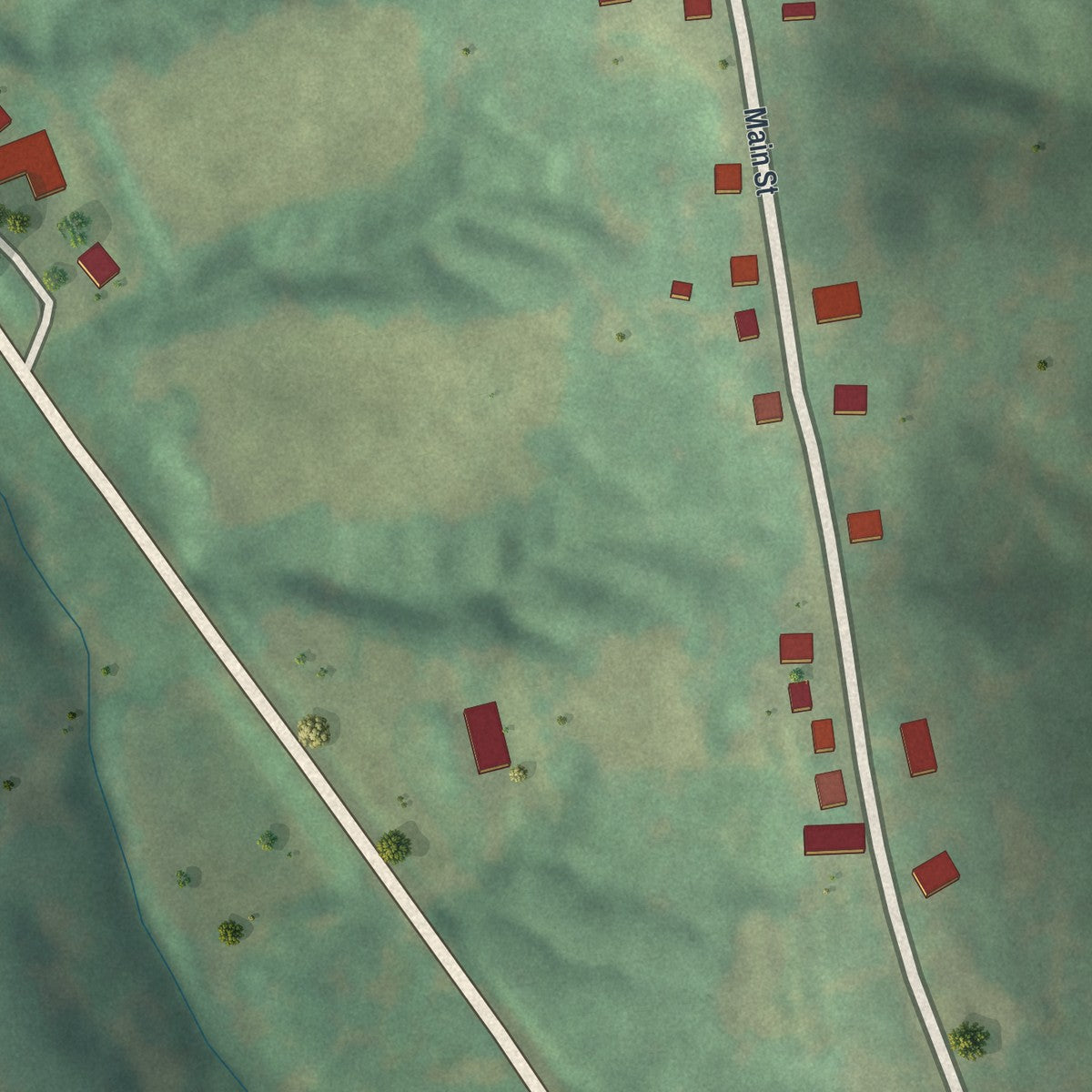 Second close-up of the map of Morrison, Missouri print showing more streets and buildings