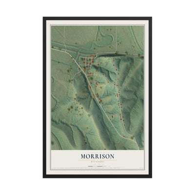 Map of Morrison, Missouri, 12 x 18 inch print in a black wood frame