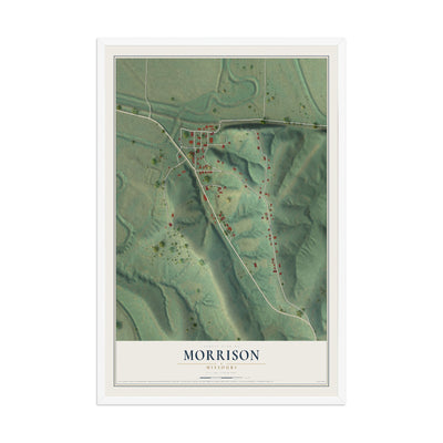 Map of Morrison, Missouri, 12 x 18 inch print in a white wood frame