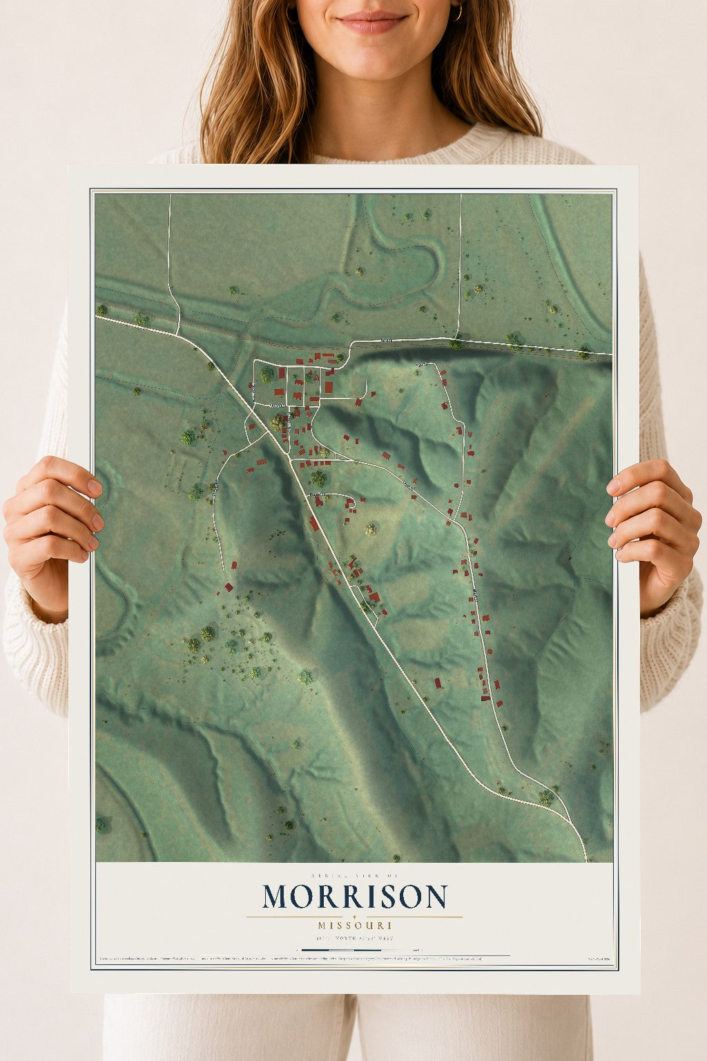 Map of Morrison, Missouri, 18 x 24 inch unframed archival matte print