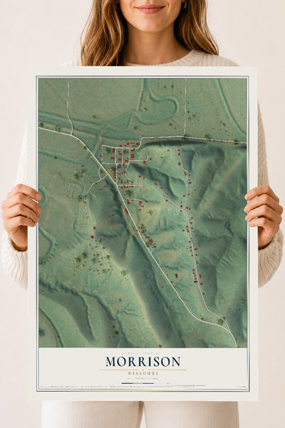 Map of Morrison, Missouri, 18 x 24 inch unframed archival matte print