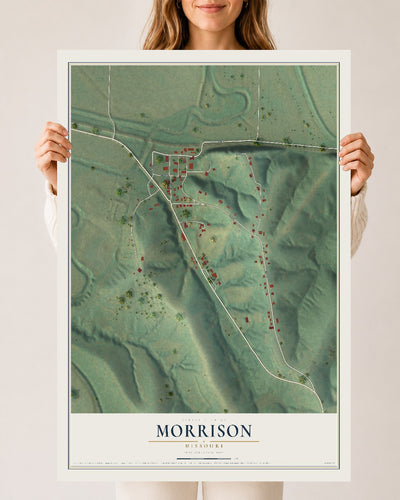 Map of Morrison, Missouri, 24 x 36 inch unframed archival matte print
