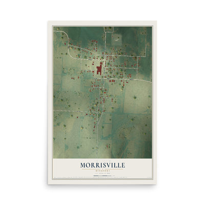 Map of Morrisville, Missouri, 12 x 18 inch unframed archival matte print