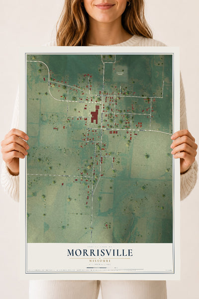 Map of Morrisville, Missouri, 18 x 24 inch unframed archival matte print