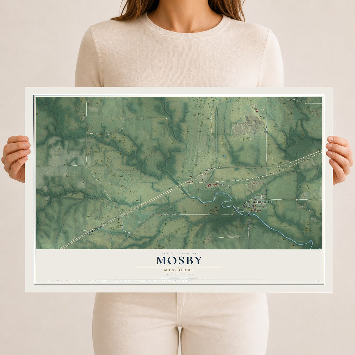 Map of Mosby, Missouri, 12 x 18 inch unframed archival matte print