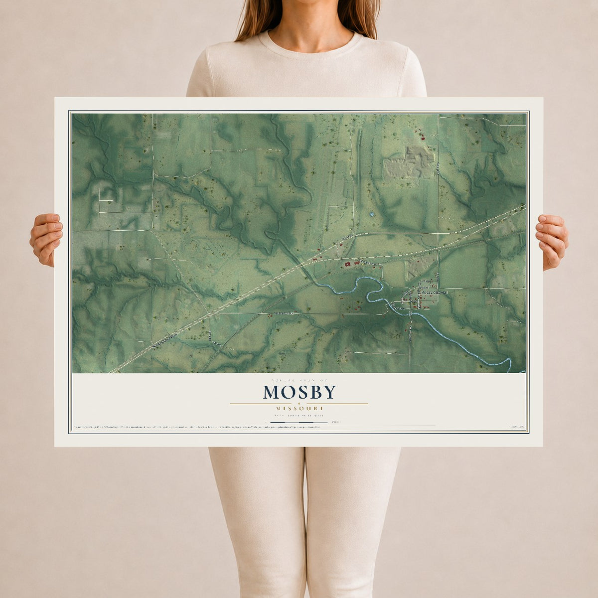 Map of Mosby, Missouri, 24 x 36 inch unframed archival matte print