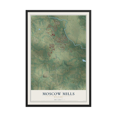 Map of Moscow Mills, Missouri, 12 x 18 inch print in a black wood frame