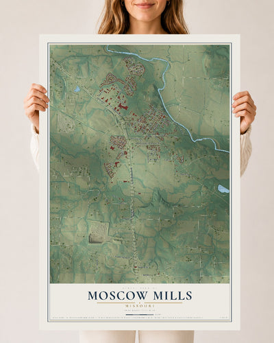 Map of Moscow Mills, Missouri, 24 x 36 inch unframed archival matte print