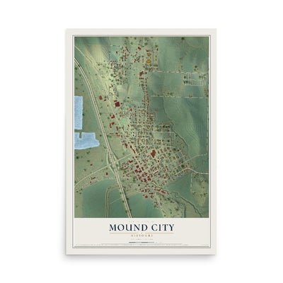 Map of Mound City, Missouri, 12 x 18 inch unframed archival matte print