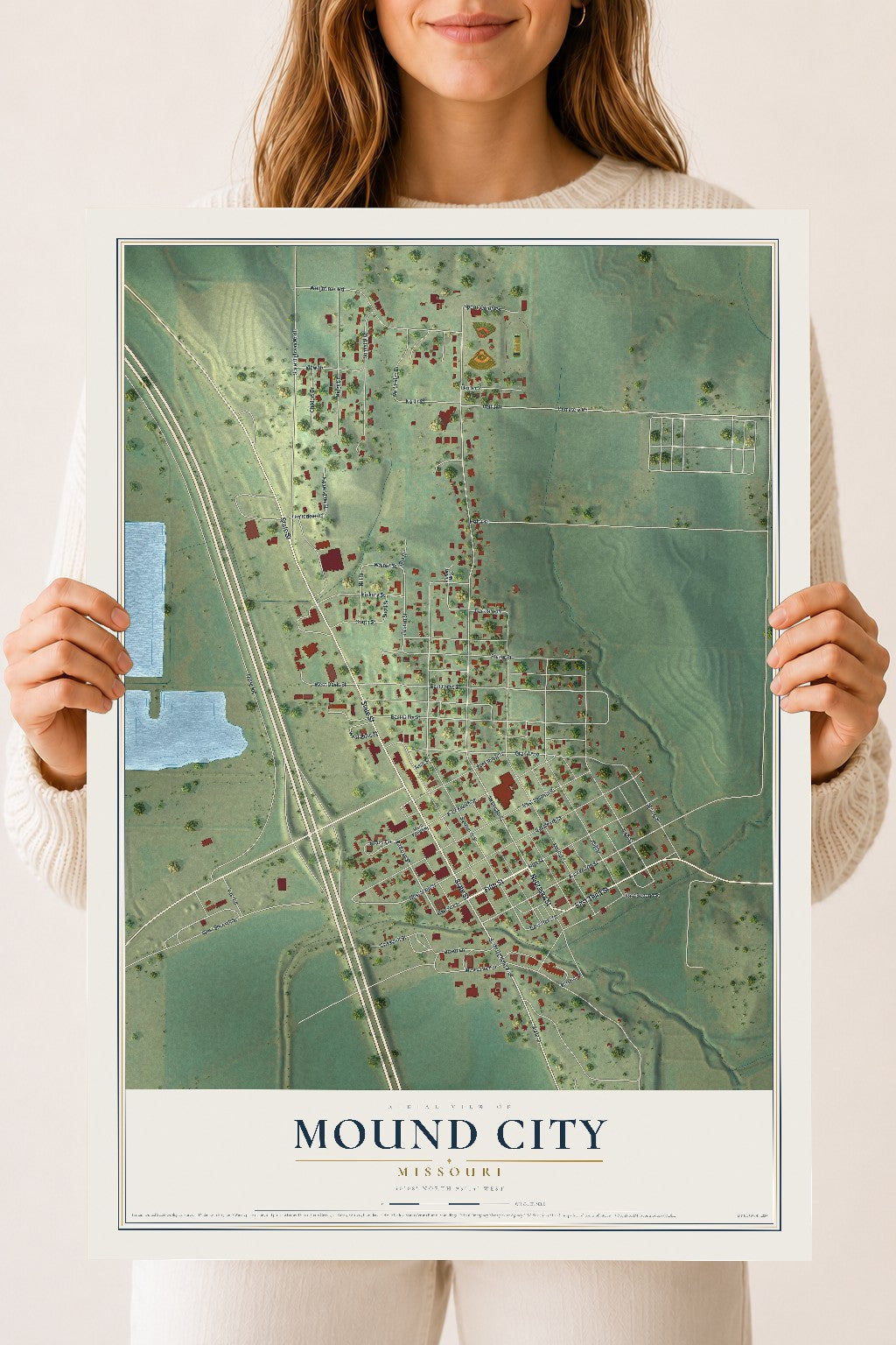 Map of Mound City, Missouri, 18 x 24 inch unframed archival matte print
