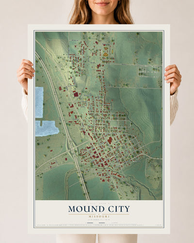 Map of Mound City, Missouri, 24 x 36 inch unframed archival matte print