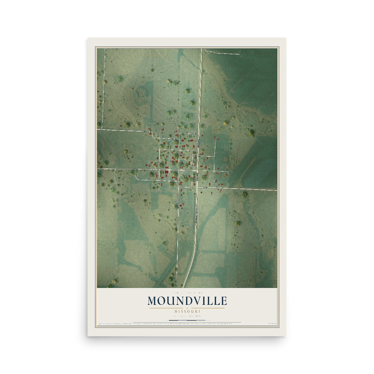 Map of Moundville, Missouri, 12 x 18 inch unframed archival matte print
