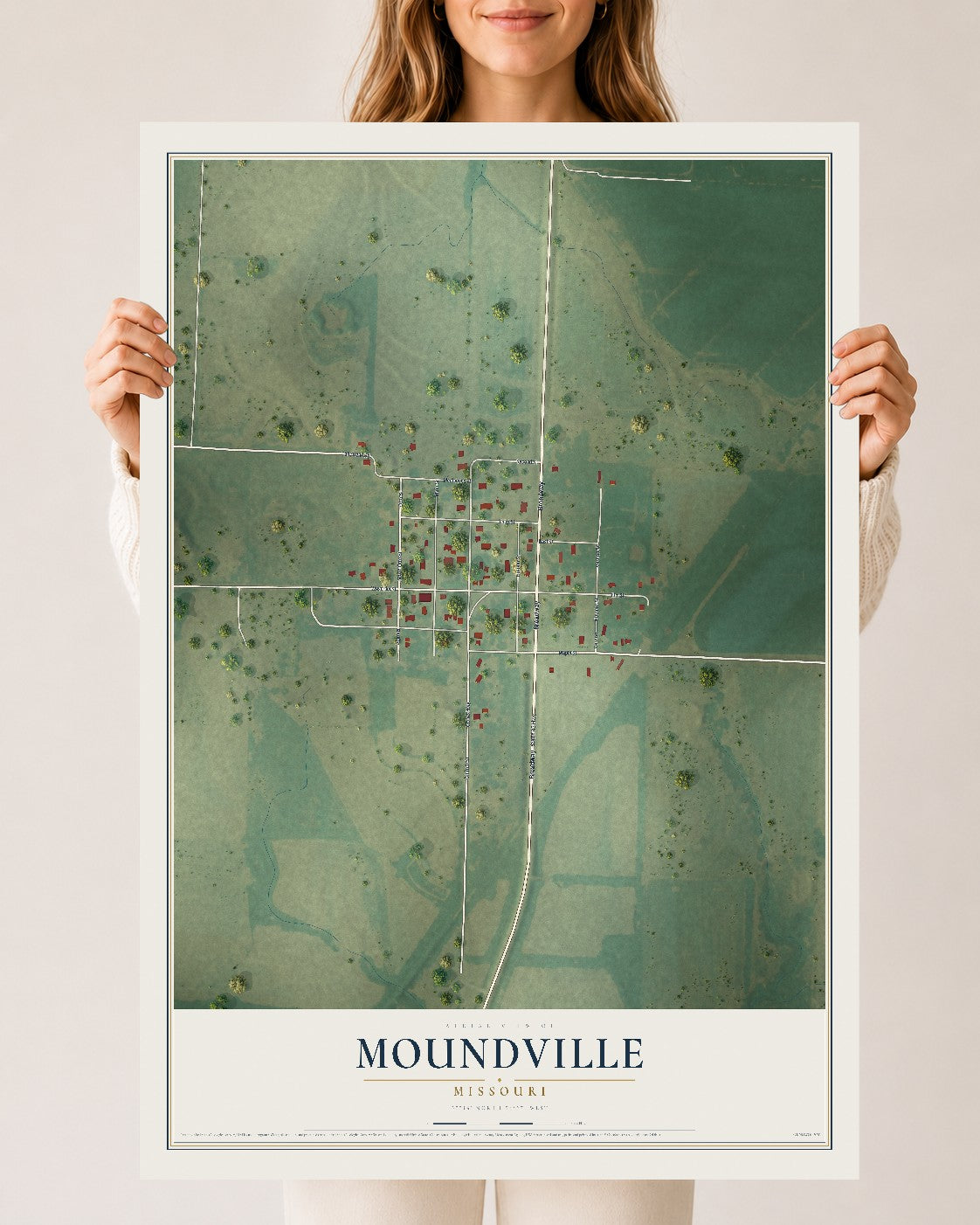 Map of Moundville, Missouri, 24 x 36 inch unframed archival matte print