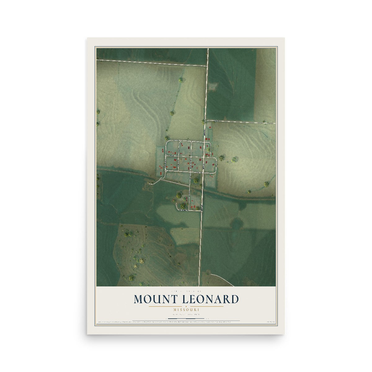 Map of Mount Leonard, Missouri, 12 x 18 inch unframed archival matte print