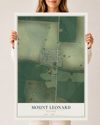 Map of Mount Leonard, Missouri, 24 x 36 inch unframed archival matte print