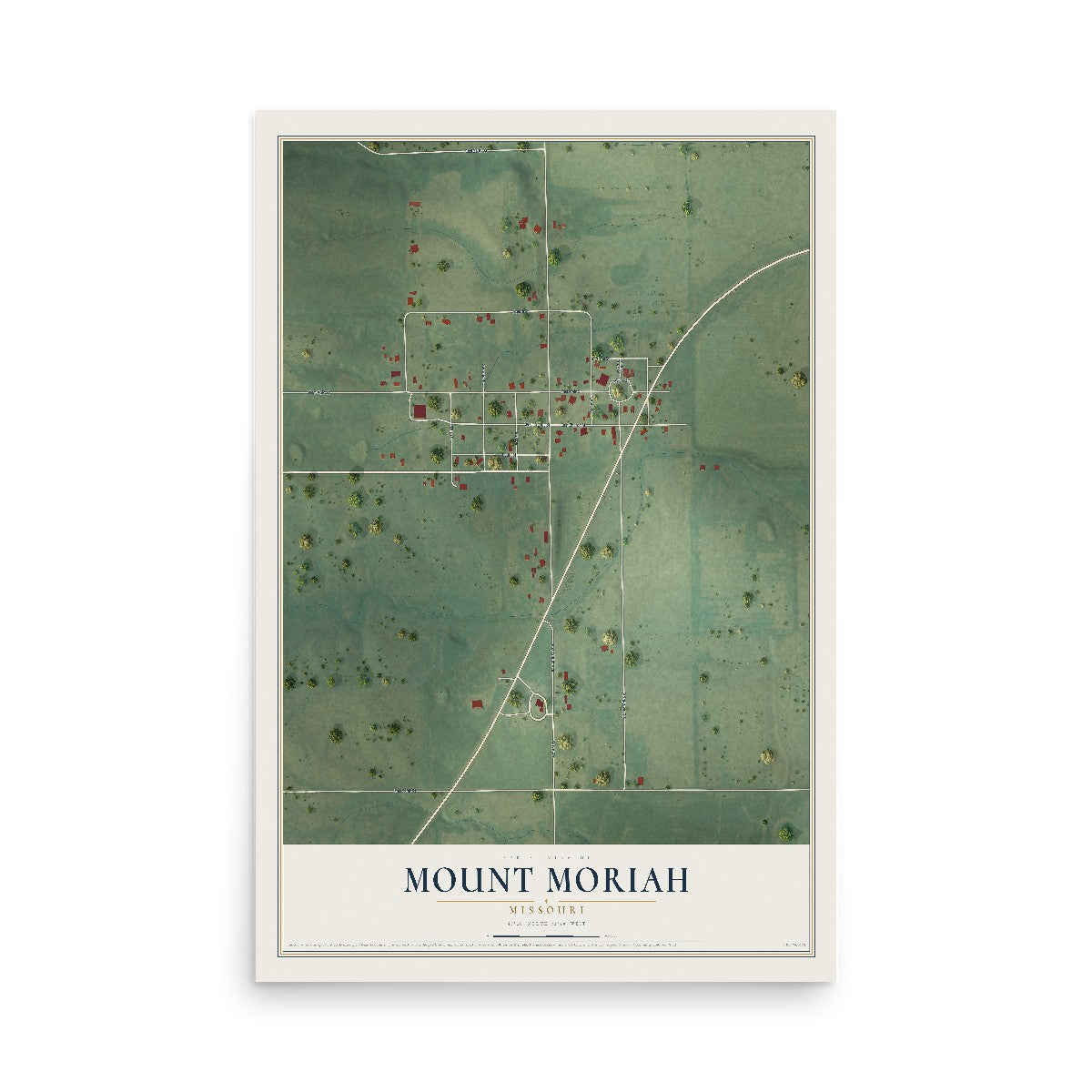 Map of Mount Moriah, Missouri, 12 x 18 inch unframed archival matte print