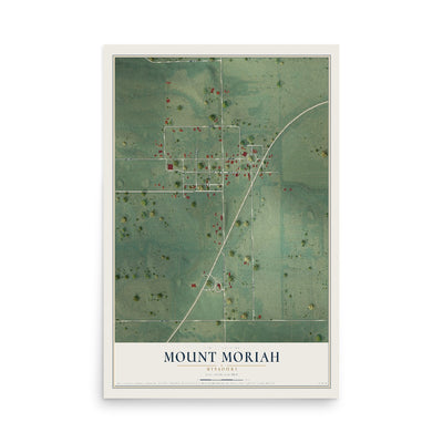 Map of Mount Moriah, Missouri, 12 x 18 inch unframed archival matte print
