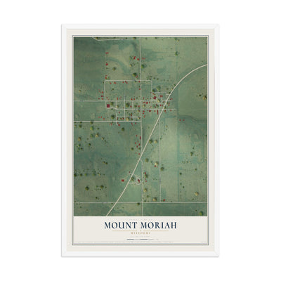 Map of Mount Moriah, Missouri, 12 x 18 inch print in a white wood frame