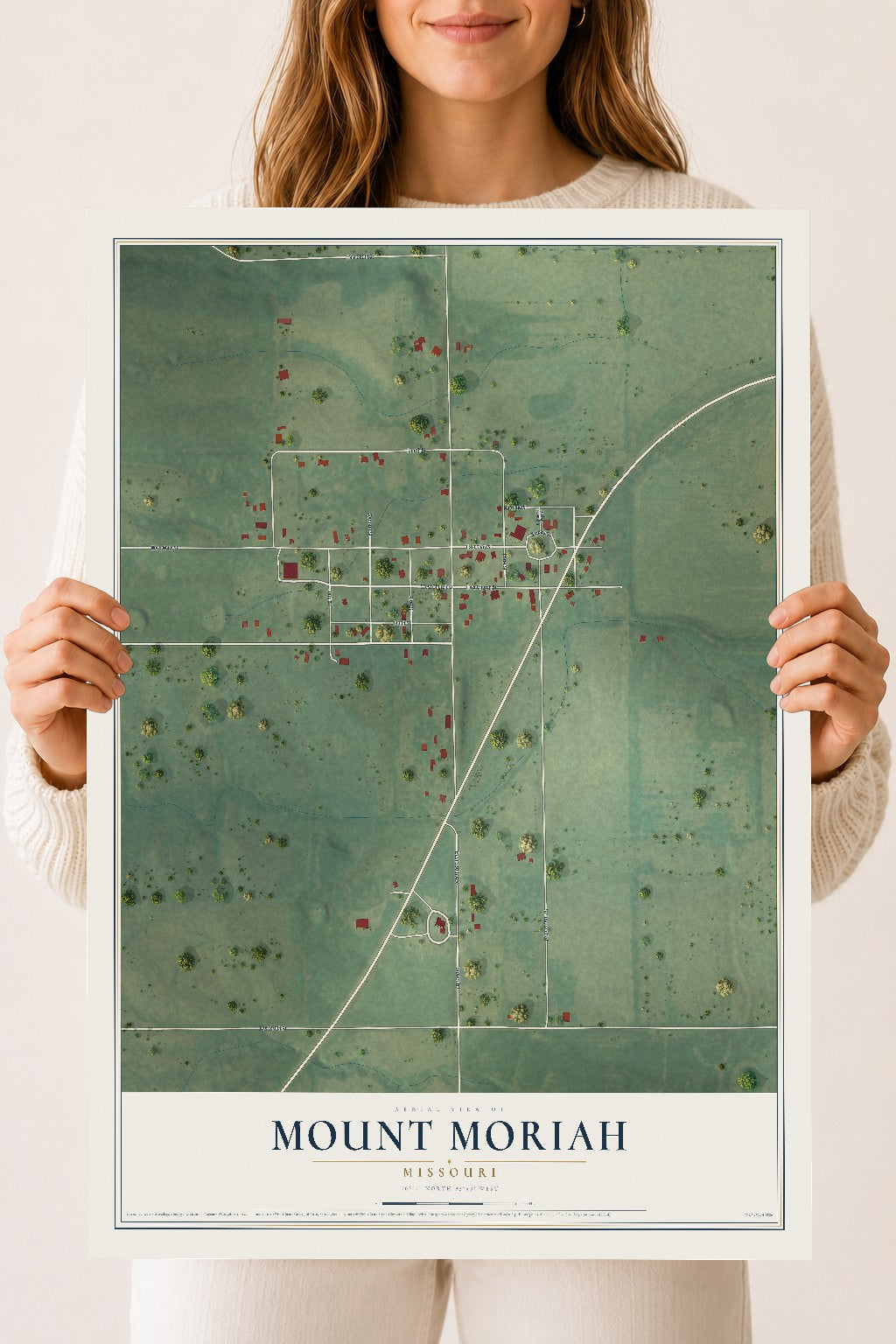Map of Mount Moriah, Missouri, 18 x 24 inch unframed archival matte print