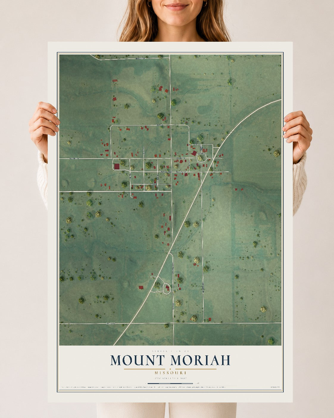 Map of Mount Moriah, Missouri, 24 x 36 inch unframed archival matte print