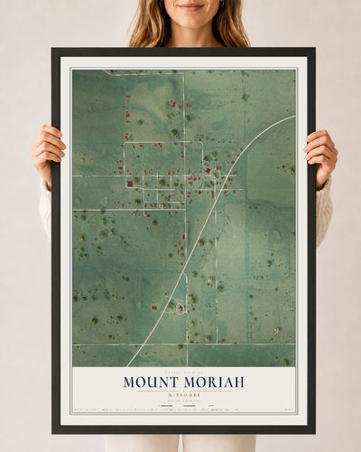 Map of Mount Moriah, Missouri, 24 x 36 inch print in a black wood frame