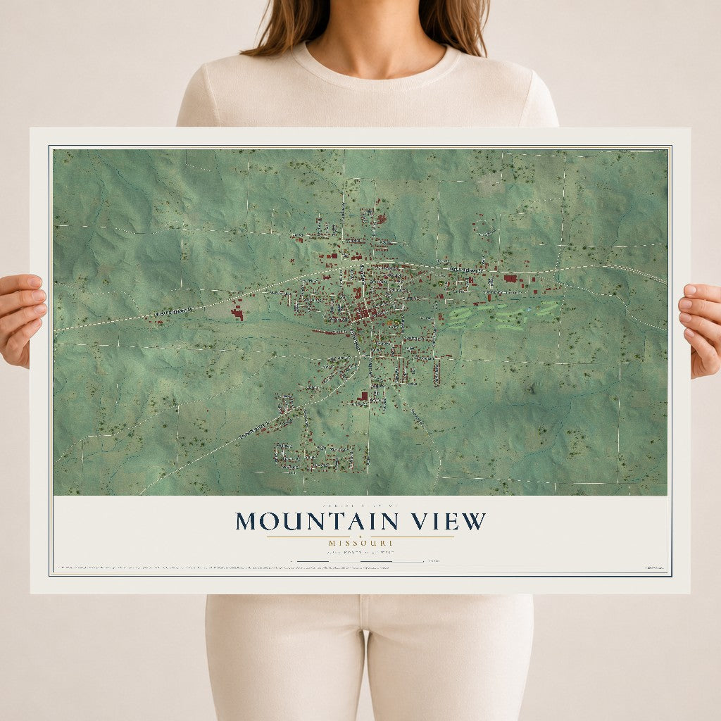 Map of Mountain View, Missouri, 18 x 24 inch unframed archival matte print