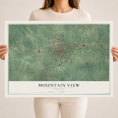 Map of Mountain View, Missouri, 18 x 24 inch unframed archival matte print