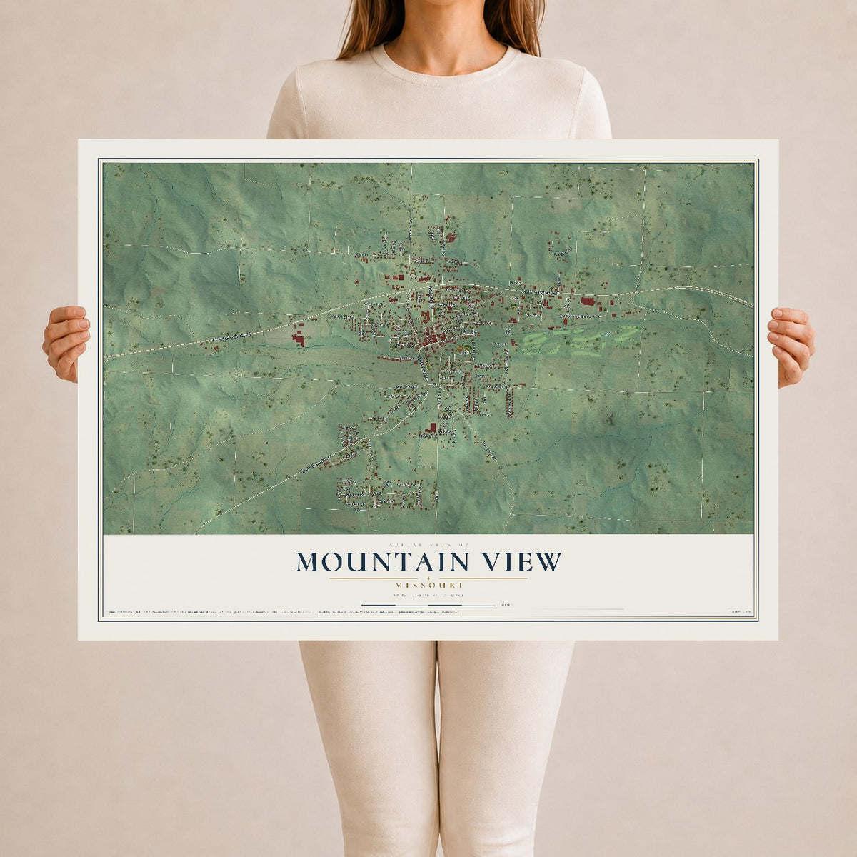 Map of Mountain View, Missouri, 24 x 36 inch unframed archival matte print