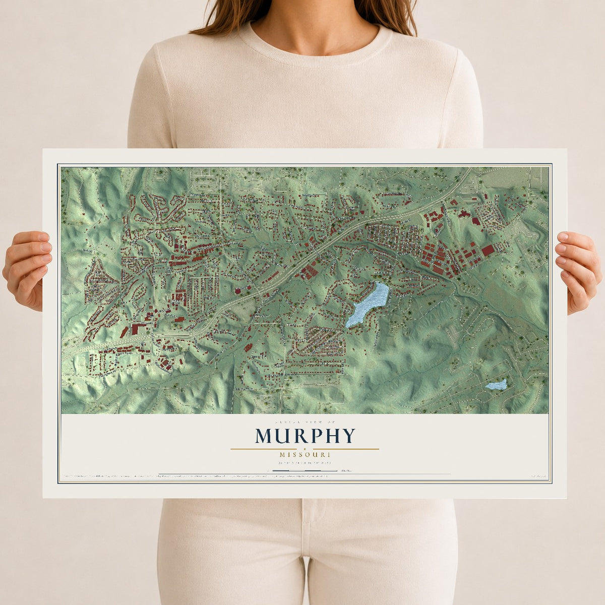 Map of Murphy, Missouri, 12 x 18 inch unframed archival matte print