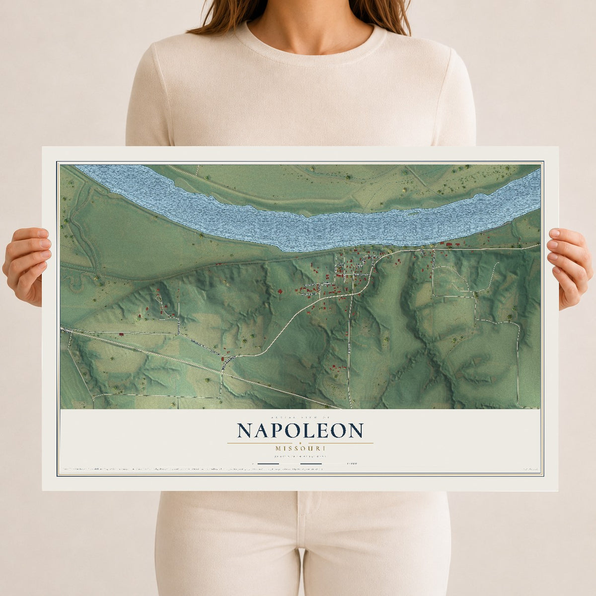 Map of Napoleon, Missouri, 12 x 18 inch unframed archival matte print
