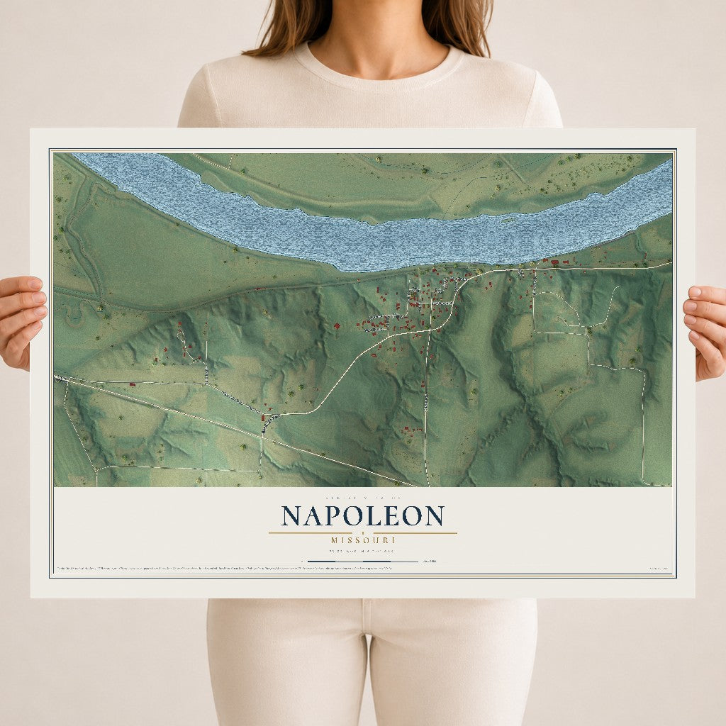 Map of Napoleon, Missouri, 18 x 24 inch unframed archival matte print