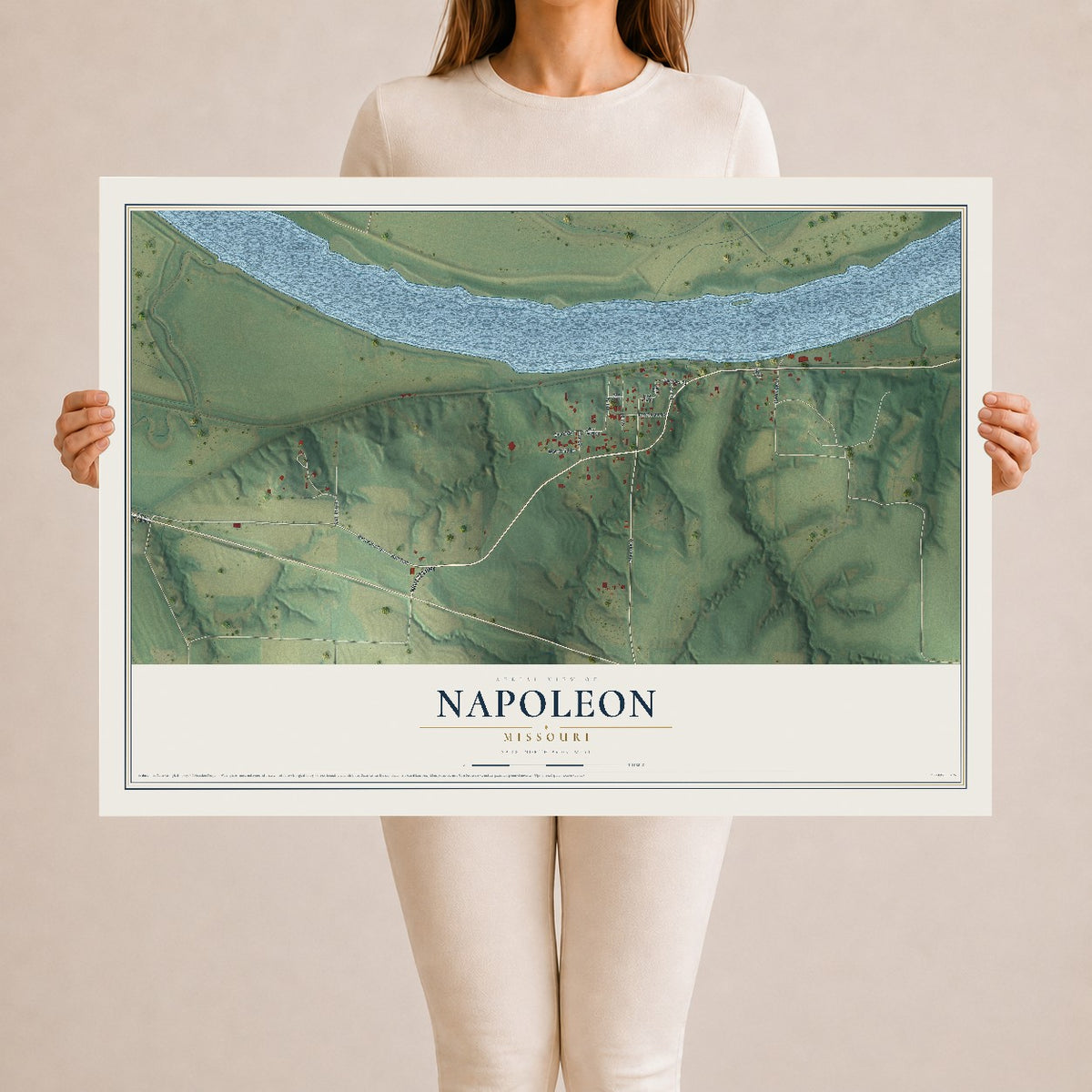 Map of Napoleon, Missouri, 24 x 36 inch unframed archival matte print