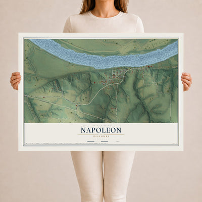 Map of Napoleon, Missouri, 24 x 36 inch unframed archival matte print