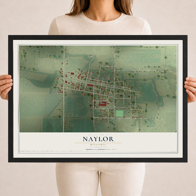 Map of Naylor, Missouri, 18 x 24 inch print in a black wood frame