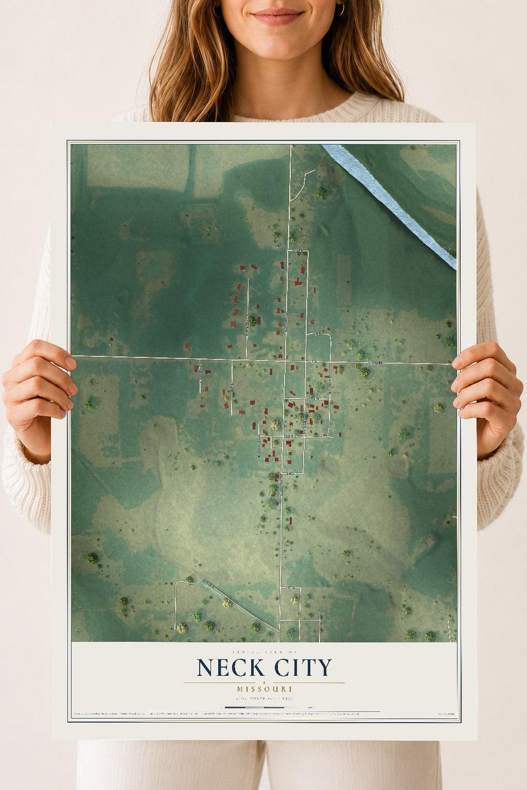 Map of Neck City, Missouri, 18 x 24 inch unframed archival matte print