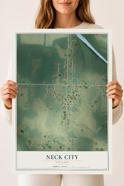 Map of Neck City, Missouri, 18 x 24 inch unframed archival matte print