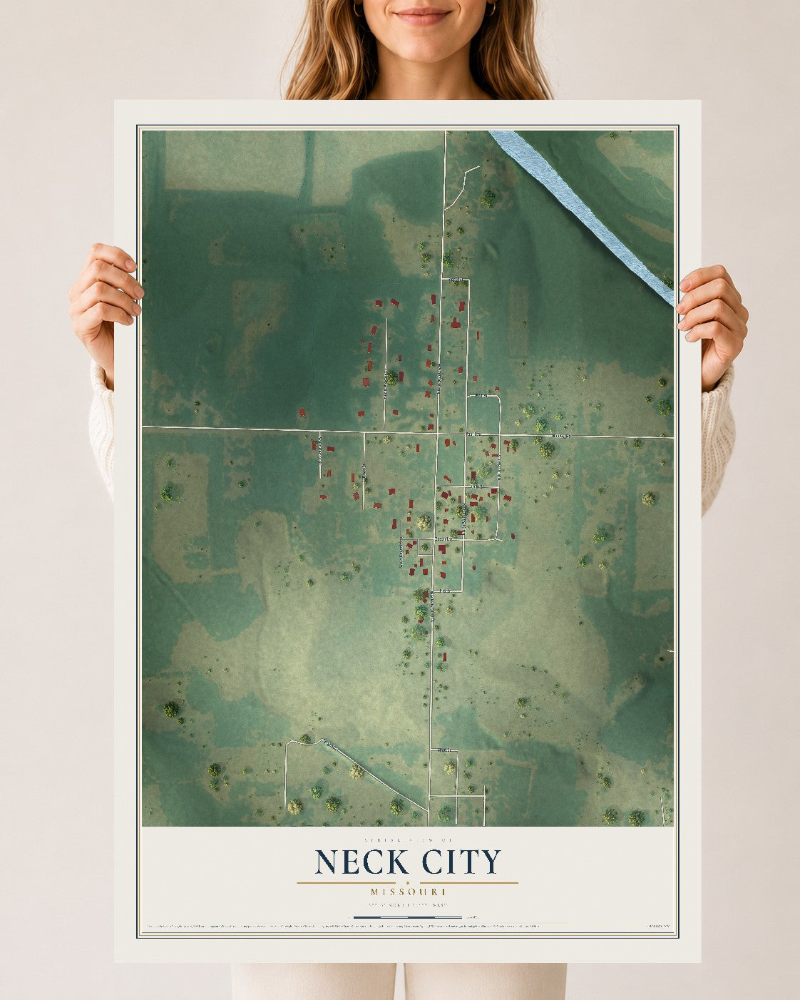 Map of Neck City, Missouri, 24 x 36 inch unframed archival matte print
