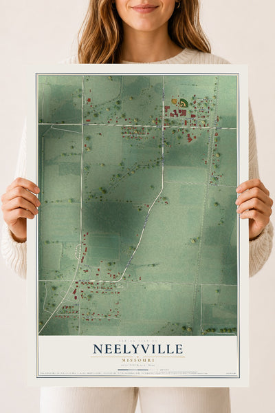 Map of Neelyville, Missouri, 18 x 24 inch unframed archival matte print