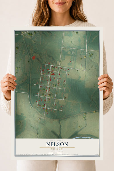 Map of Nelson, Missouri, 18 x 24 inch unframed archival matte print