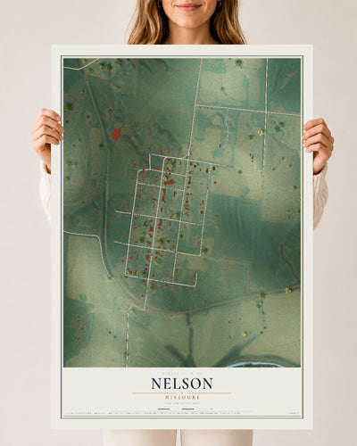 Map of Nelson, Missouri, 24 x 36 inch unframed archival matte print
