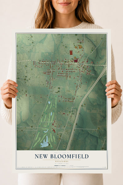 Map of New Bloomfield, Missouri, 18 x 24 inch unframed archival matte print
