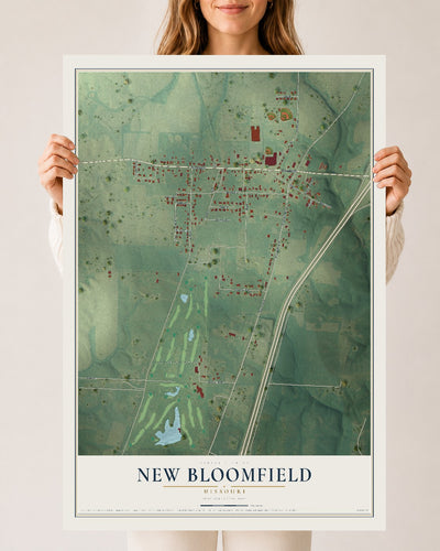 Map of New Bloomfield, Missouri, 24 x 36 inch unframed archival matte print
