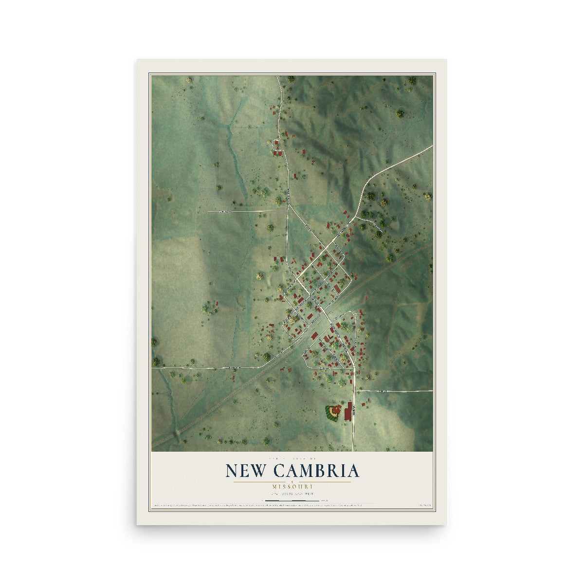 Map of New Cambria, Missouri, 12 x 18 inch unframed archival matte print