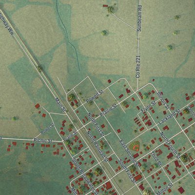 Close-up of the map of New Florence, Missouri print showing street and building detail