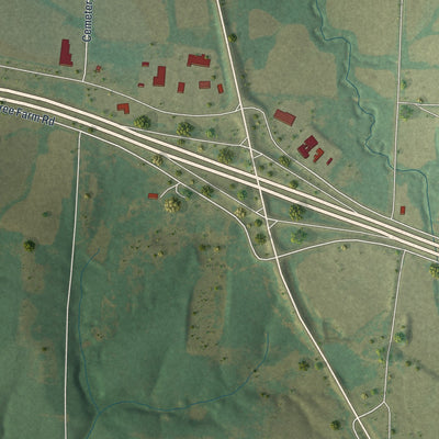 Second close-up of the map of New Florence, Missouri print showing more streets and buildings