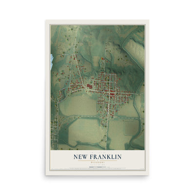 Map of New Franklin, Missouri, 12 x 18 inch unframed archival matte print