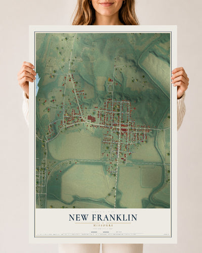 Map of New Franklin, Missouri, 24 x 36 inch unframed archival matte print