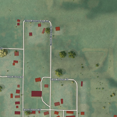 Second close-up of the map of New Hampton, Missouri print showing more streets and buildings