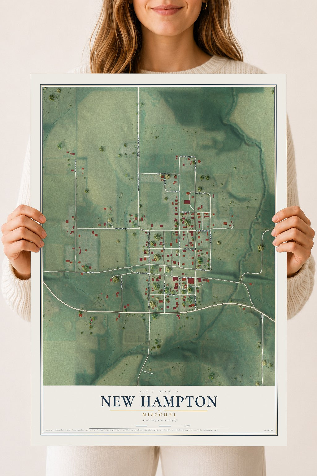 Map of New Hampton, Missouri, 18 x 24 inch unframed archival matte print